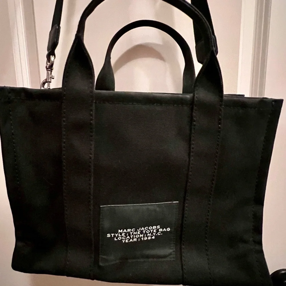 Marc Jacobs Black Tote with White Text - Picture 2 of 3